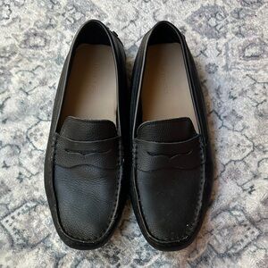Lacoste Black Leather Men's Slip-On Loafers